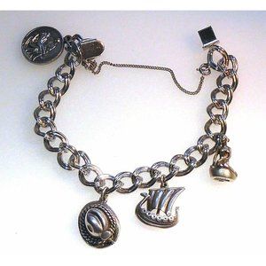 STERLING SILVER Signed A&Z Charm Viking Ship Little Mermaid Hat Moses La Pieta